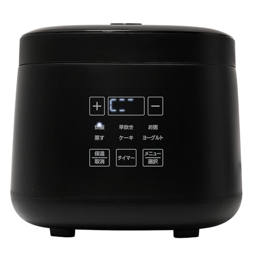 [大阪Deco] 1台7役 多機能炊飯器 マイコン式 炊飯ジャー 4合炊き ブラック [炊飯/早炊き/お粥/蒸す/ケーキ/ヨーグルト/保温] 24時間予約炊飯 自動保温 (蒸し皿/しゃもじ/計量カップ付き) 内窯 フッ素コーティング かんたん操作 タッチパネル コンパクト 簡単お手入れ スタイリッシュ 調理鍋 (ﾌﾞﾗｯｸ)